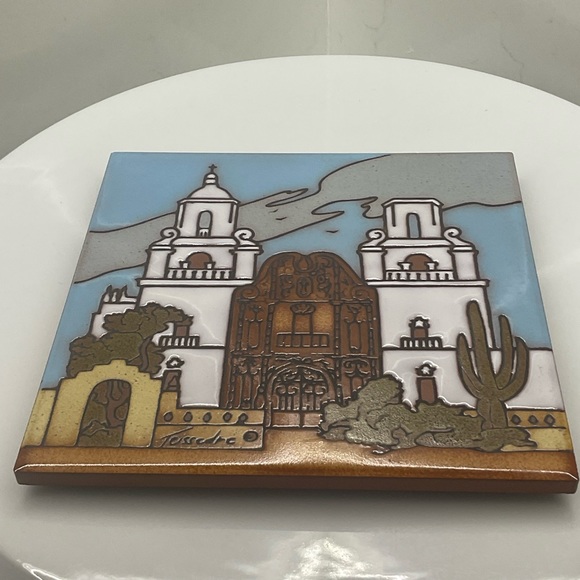 Cleo Teissedre Hand Painted Ceramic Art Tile Coaster Trivet Wall Decor - Picture 2 of 7